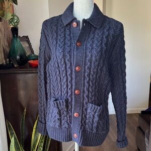 American Eagle Navy Cable Knit Cardigan Sweater S